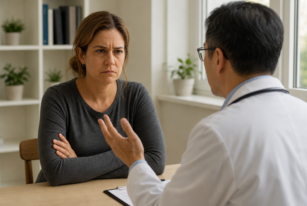 Femme discutant avec un médecin