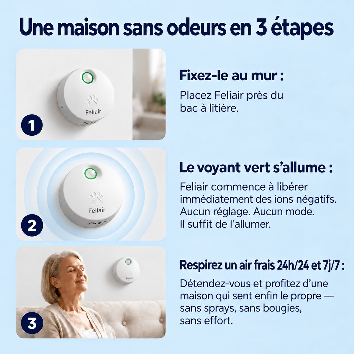 Feliair — purificateur anti-odeurs pour chat