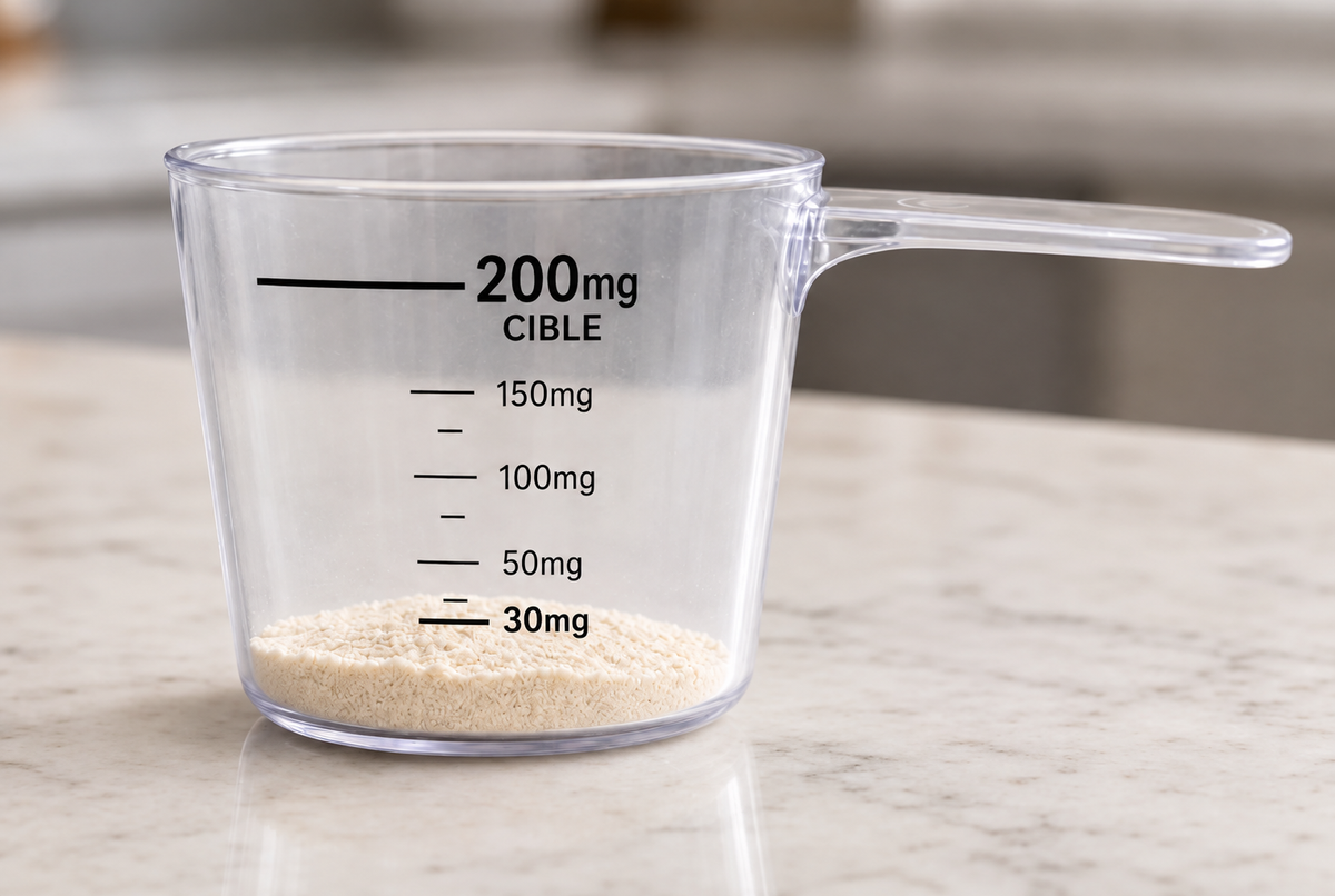 Comparaison des doses de L‑théanine : 30 mg contre 200 mg