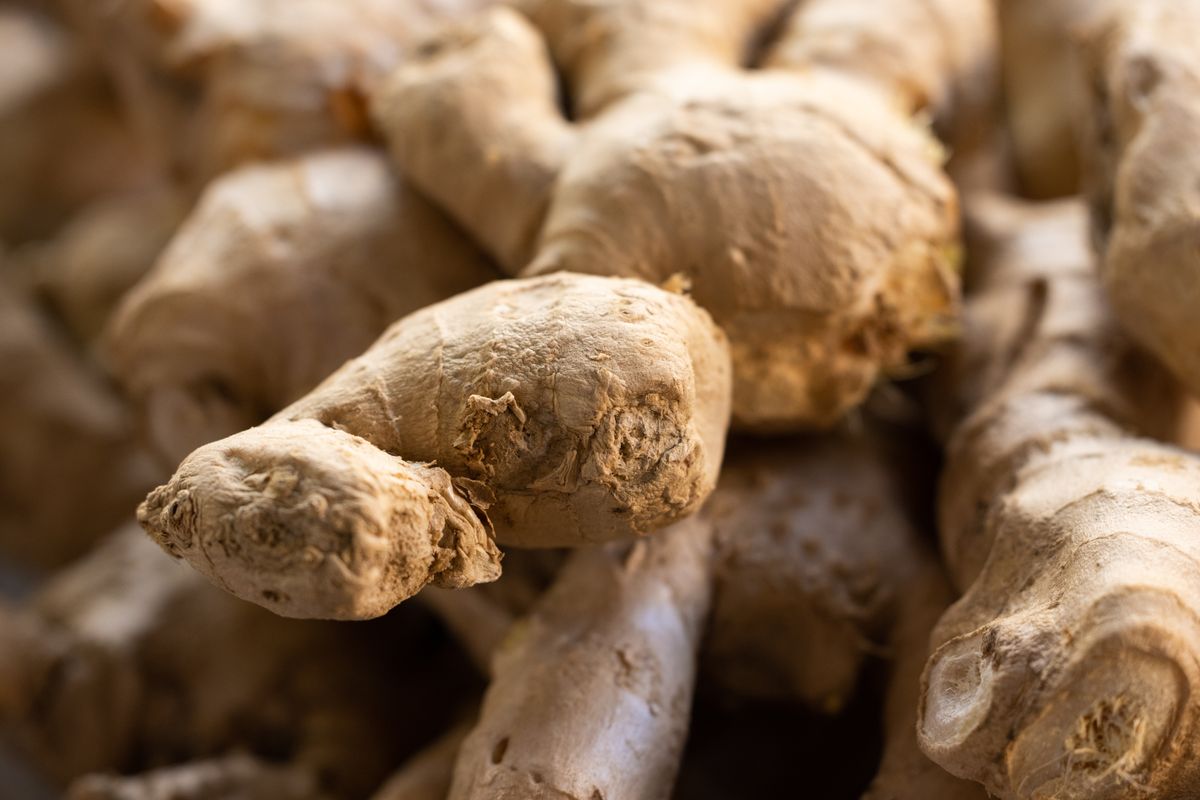 Fresh sliced ginger root