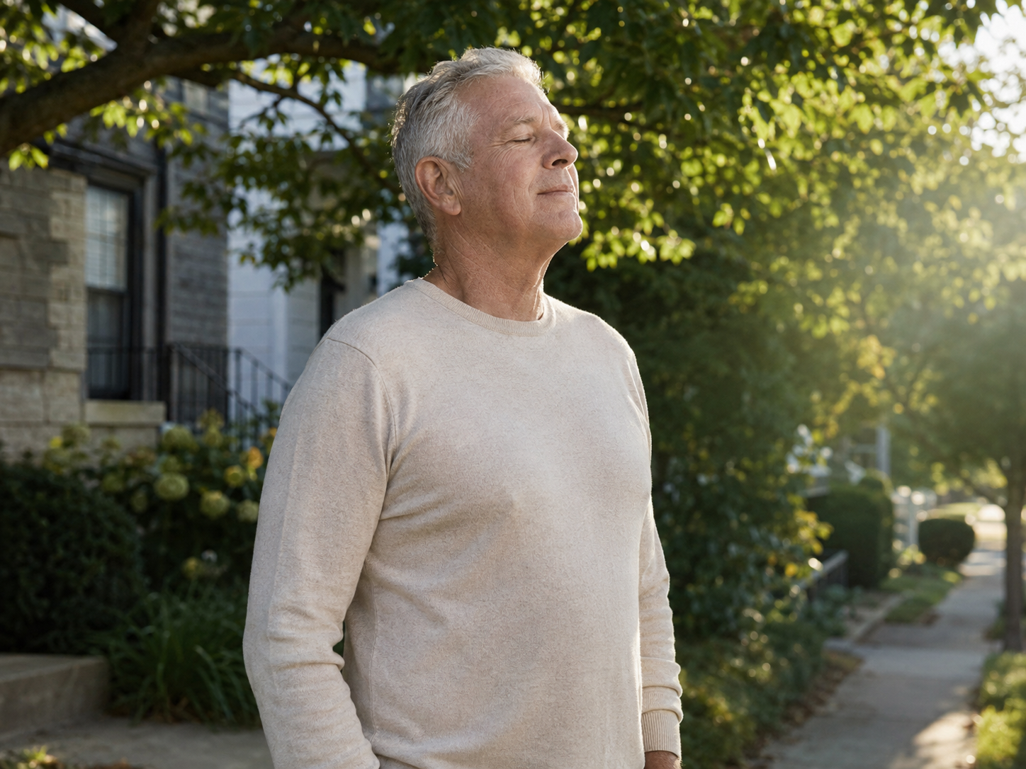 Man enjoying a calm breath outdoors