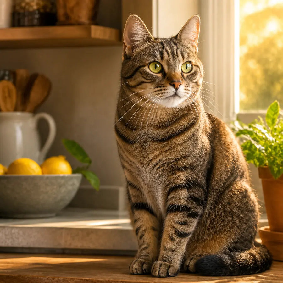 Chat âgé en pleine forme, le regard vif